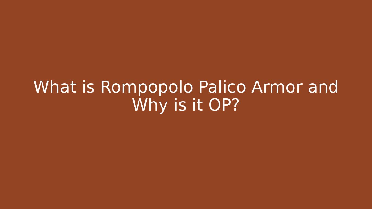 What is Rompopolo Palico Armor and Why is it OP?