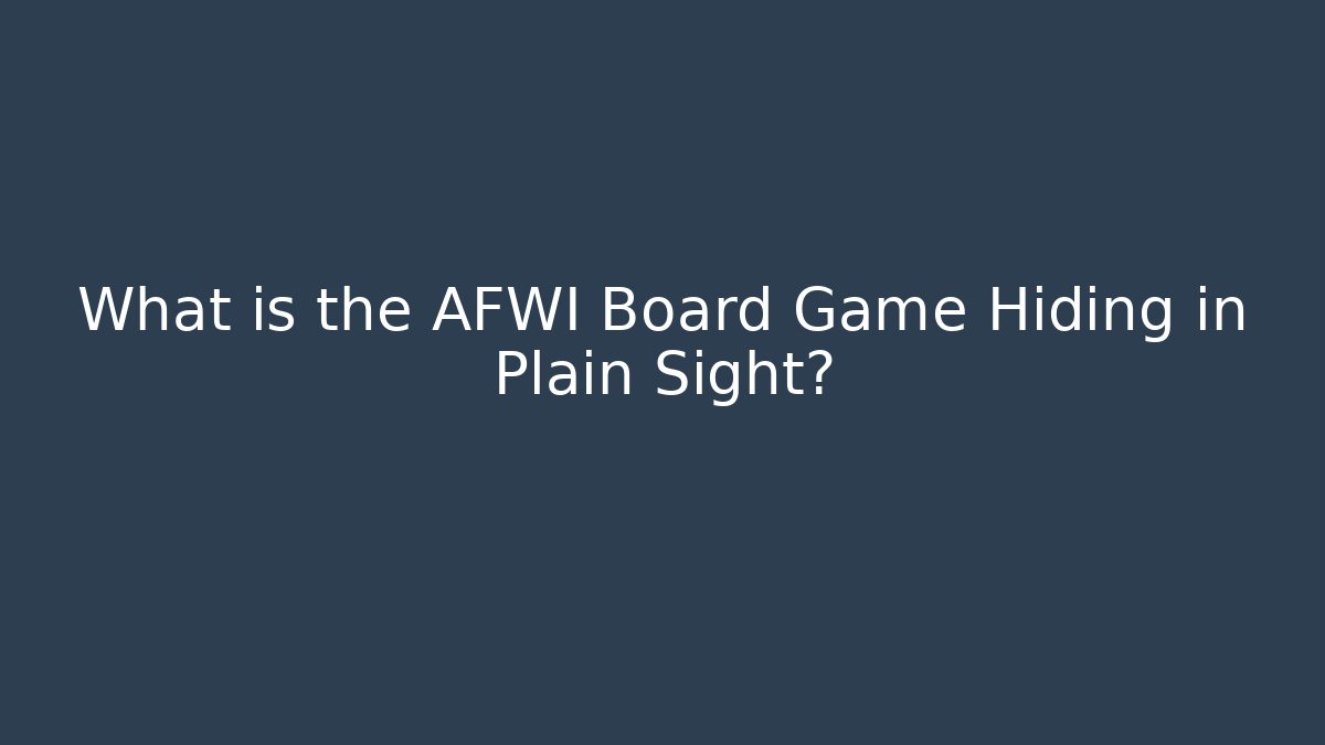 What is the AFWI Board Game Hiding in Plain Sight?