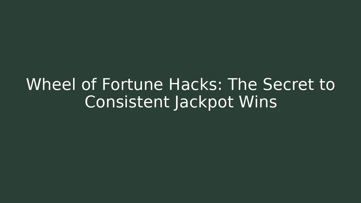 Wheel of Fortune Hacks: The Secret to Consistent Jackpot Wins