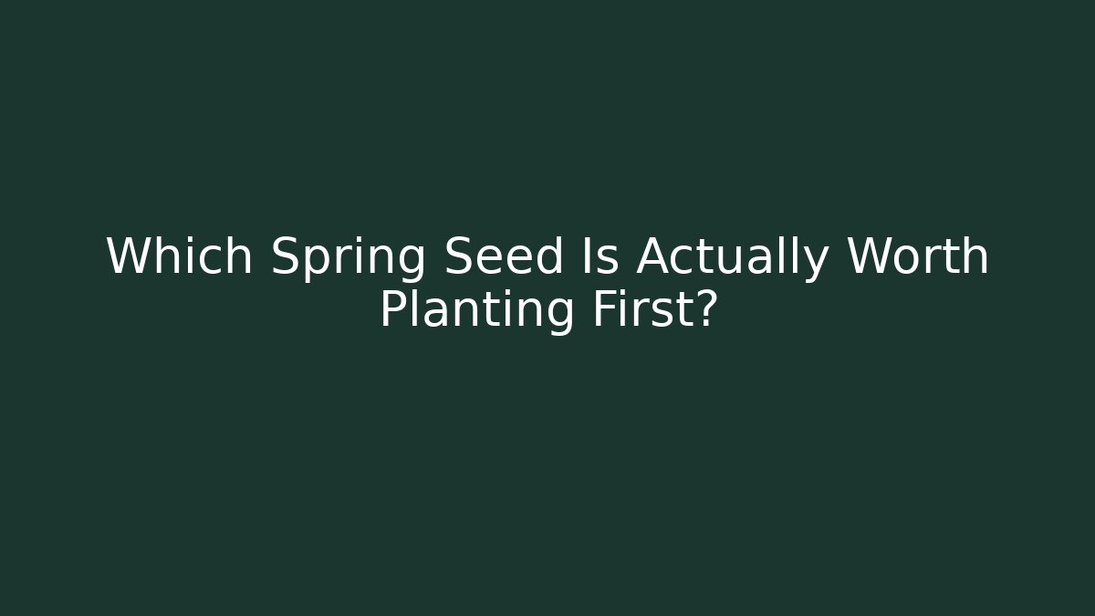 Which Spring Seed Is Actually Worth Planting First? - Método de Aprovação
