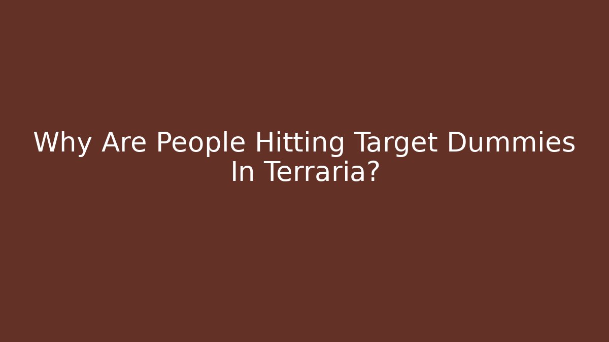 Why Are People Hitting Target Dummies In Terraria?