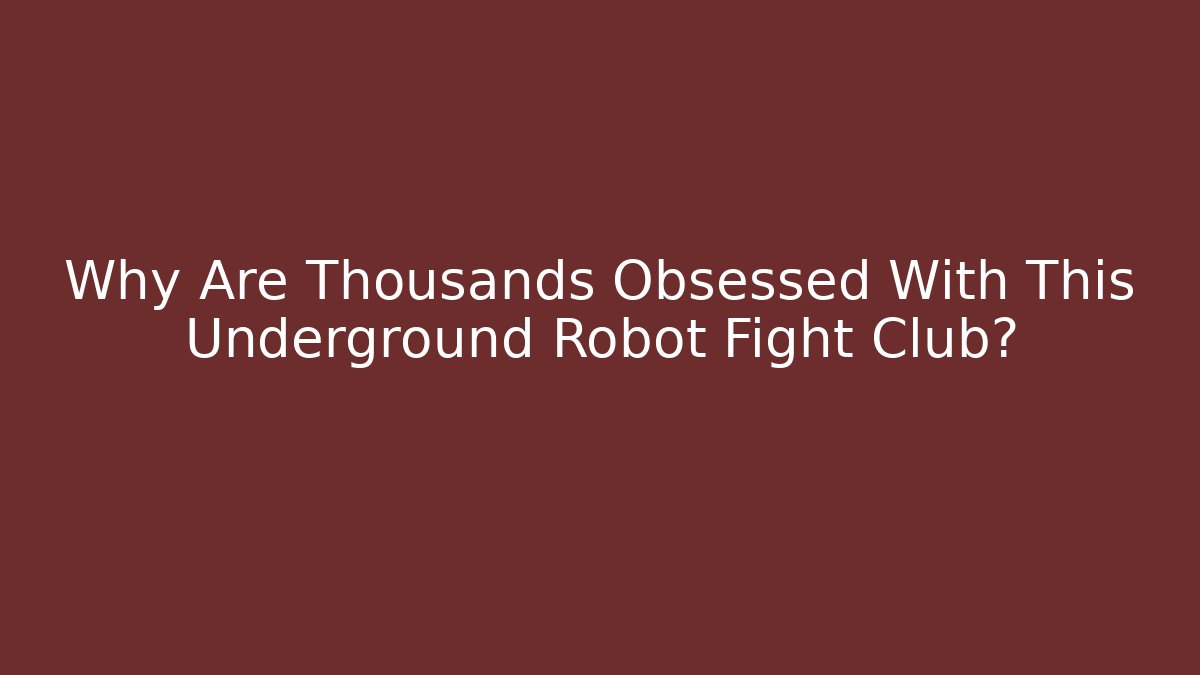 Why Are Thousands Obsessed With This Underground Robot Fight Club?