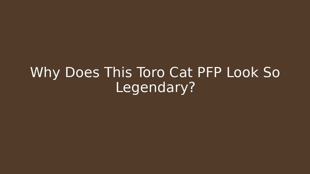 Why Does This Toro Cat PFP Look So Legendary?