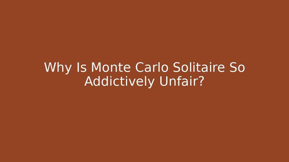 Why Is Monte Carlo Solitaire So Addictively Unfair?