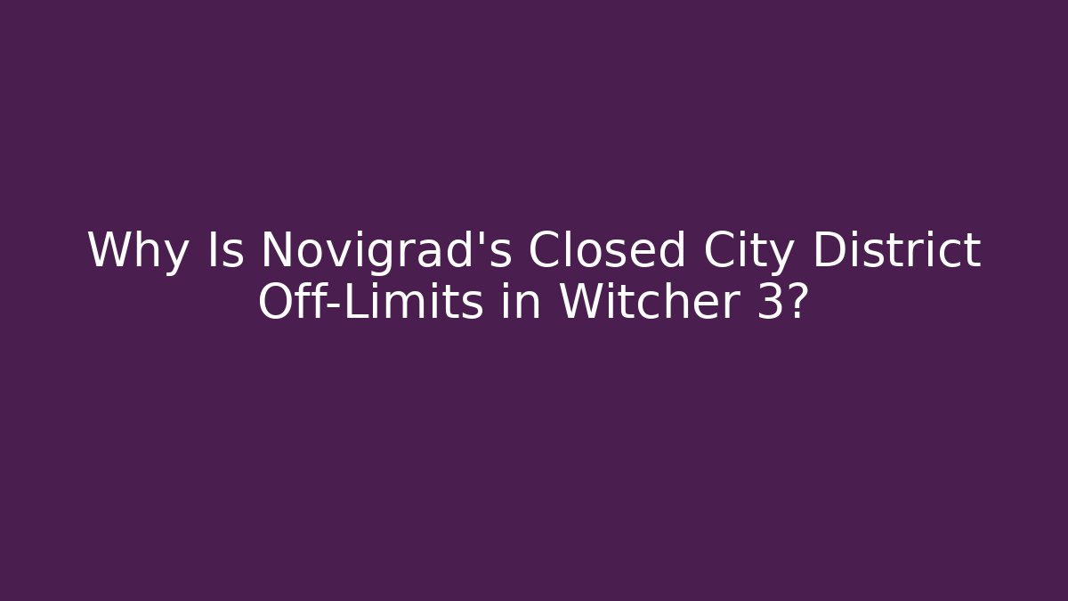 Why Is Novigrad's Closed City District Off-Limits in Witcher 3?