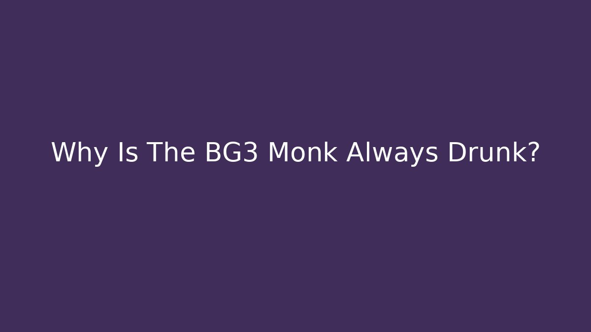 Why Is The BG3 Monk Always Drunk?