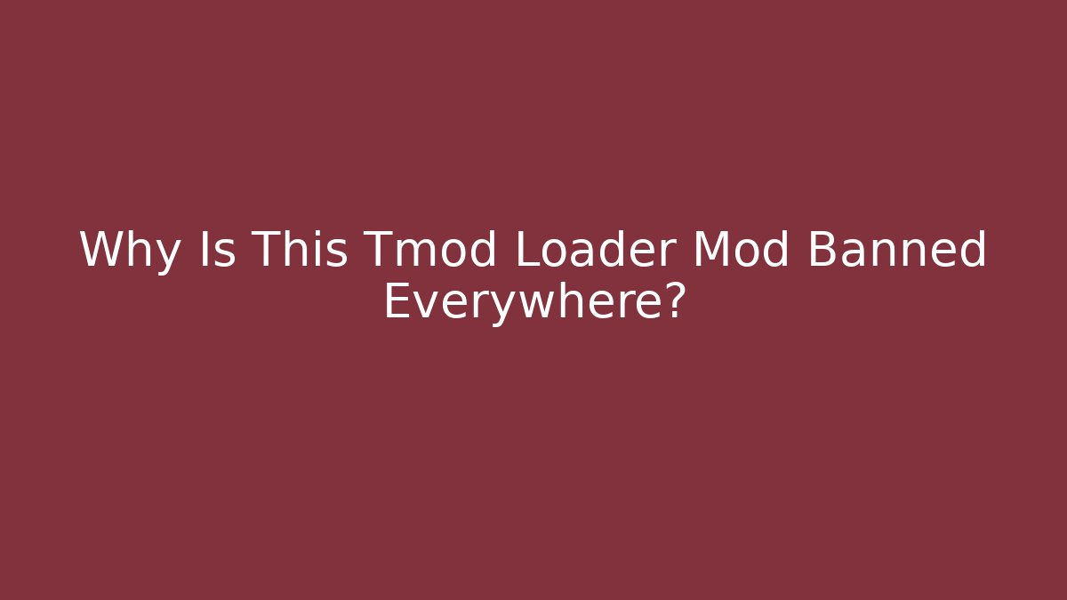 Why Is This Tmod Loader Mod Banned Everywhere? - Método de Aprovação
