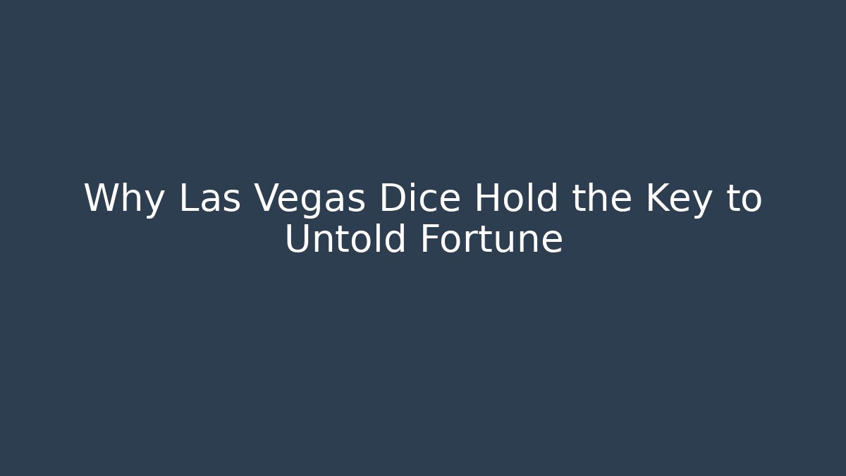 Why Las Vegas Dice Hold the Key to Untold Fortune