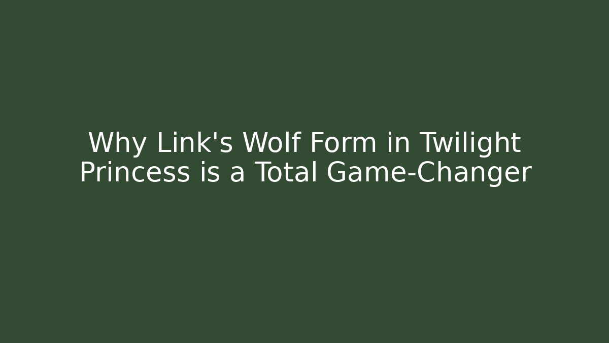 Why Link’s Wolf Form in Twilight Princess is a Total Game-Changer