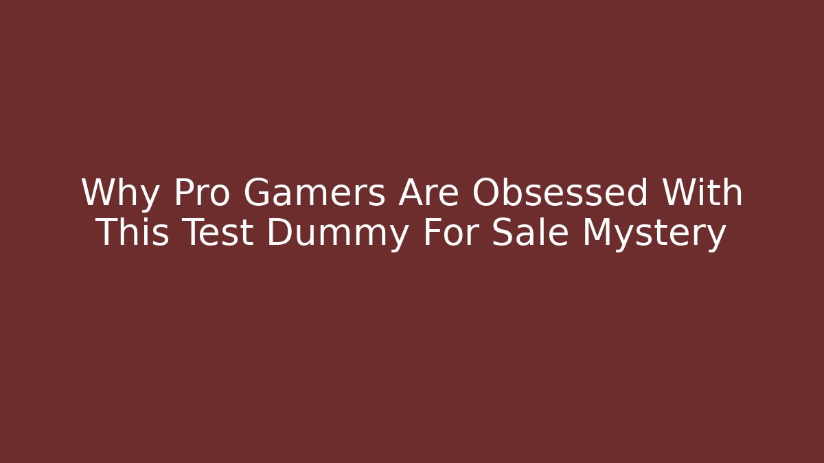 Why Pro Gamers Are Obsessed With This Test Dummy For Sale Mystery