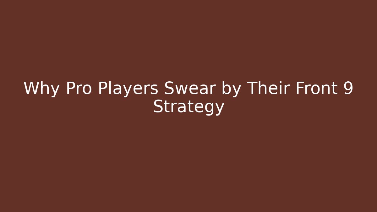 Why Pro Players Swear by Their Front 9 Strategy