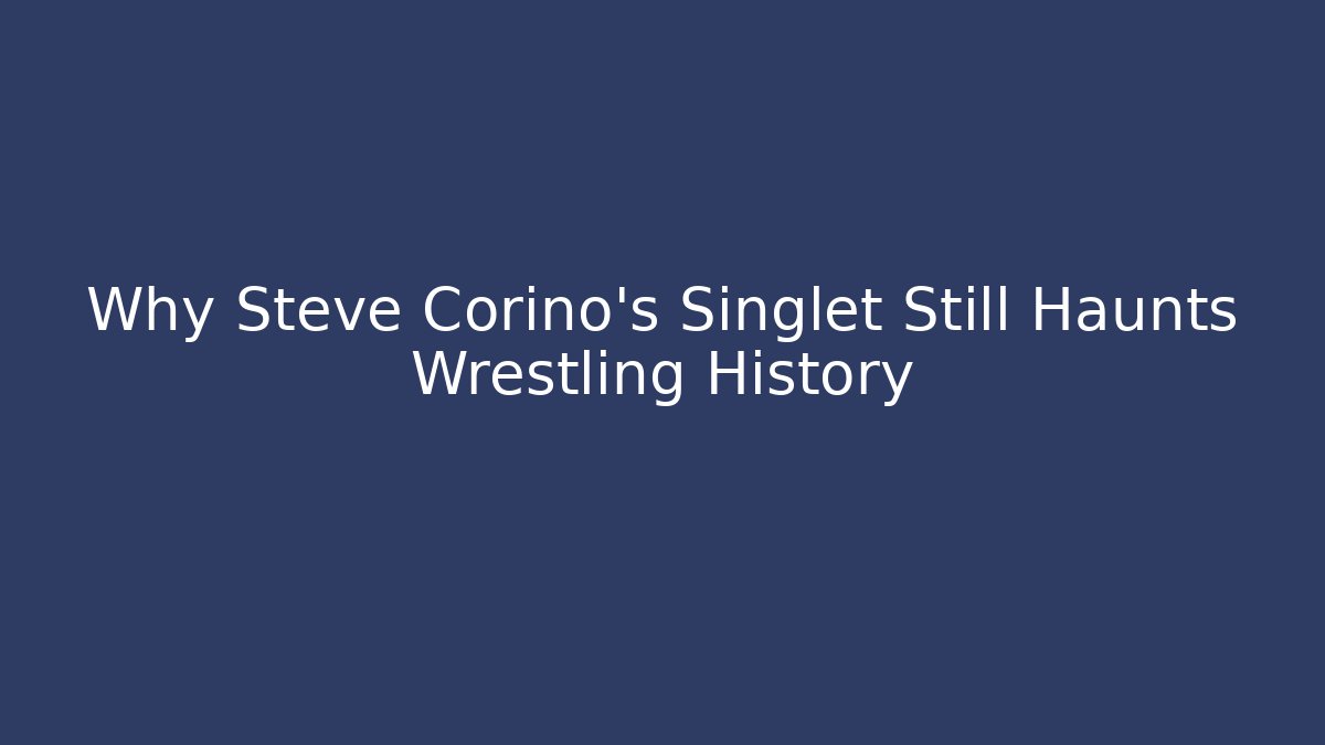 Why Steve Corino's Singlet Still Haunts Wrestling History