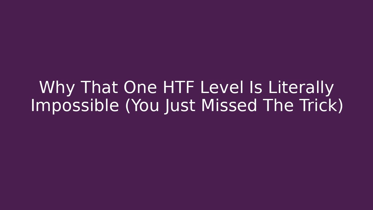 Why That One HTF Level Is Literally Impossible (You Just Missed The Trick)