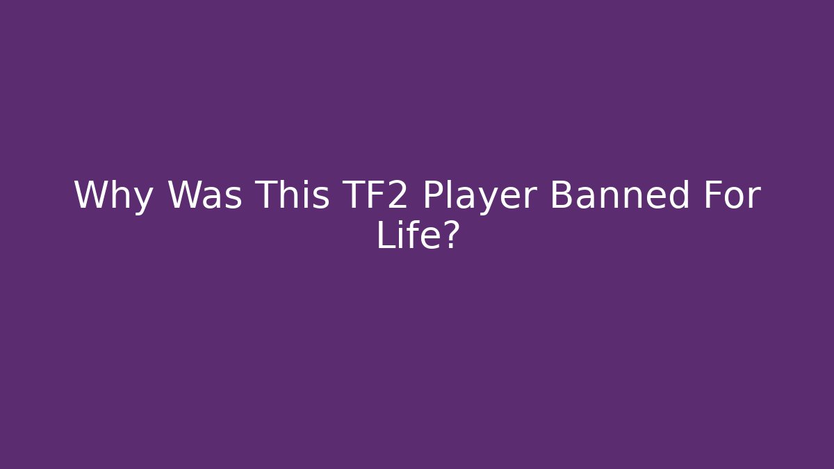 Why Was This TF2 Player Banned For Life?
