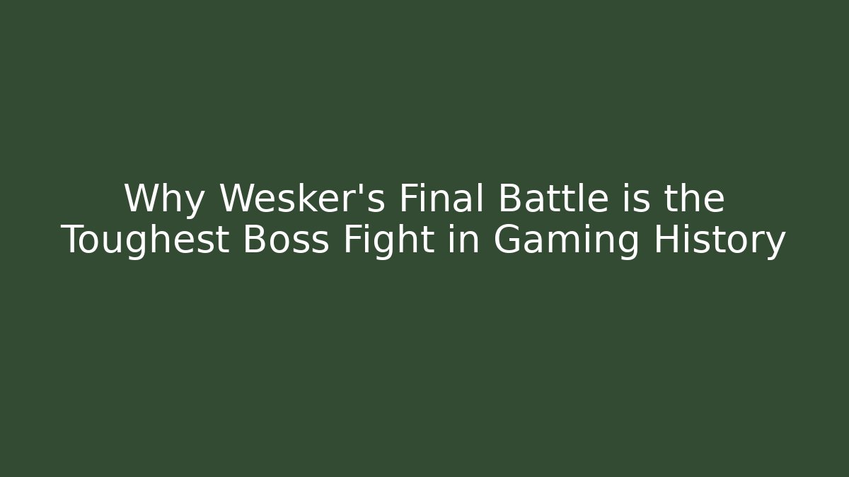 Why Wesker's Final Battle is the Toughest Boss Fight in Gaming History