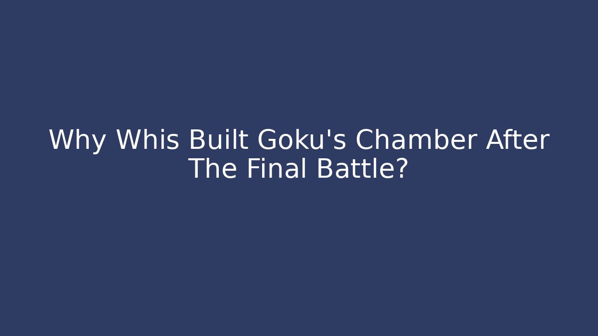 Why Whis Built Goku's Chamber After The Final Battle?