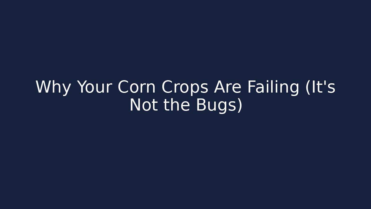 Why Your Corn Crops Are Failing (It's Not the Bugs)