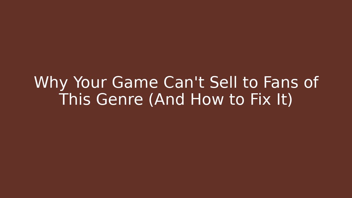 Why Your Game Can't Sell to Fans of This Genre (And How to Fix It)