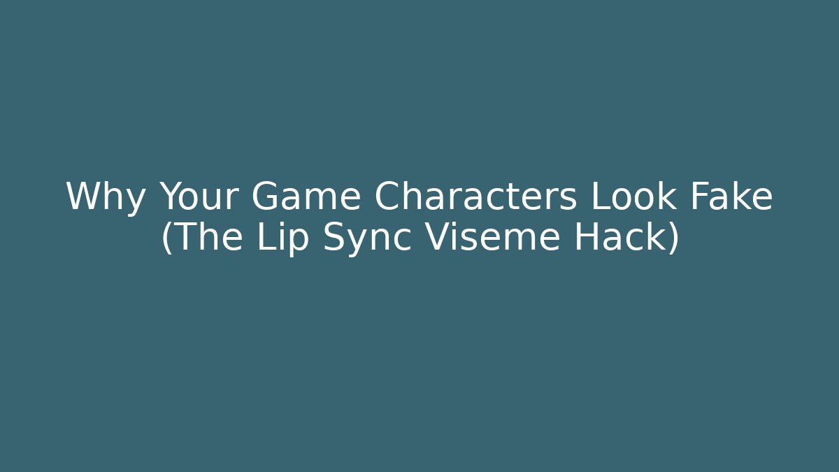 Why Your Game Characters Look Fake (The Lip Sync Viseme Hack)
