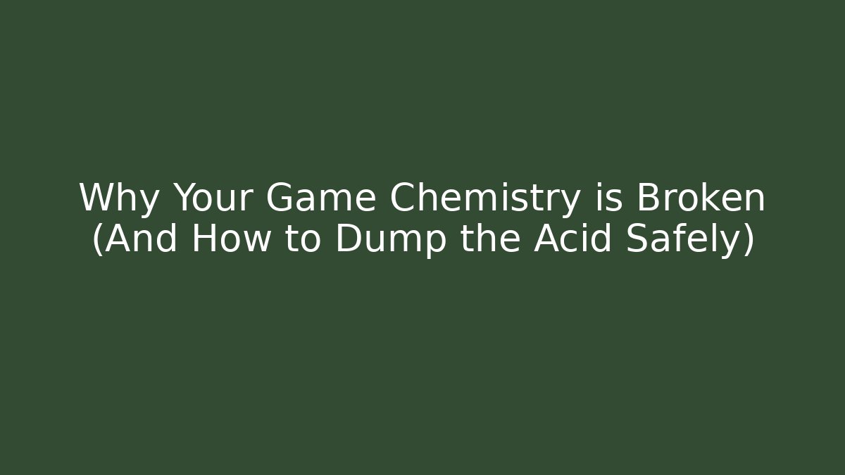 Why Your Game Chemistry is Broken (And How to Dump the Acid Safely)