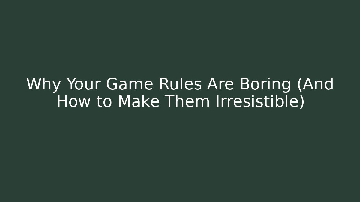 Why Your Game Rules Are Boring (And How to Make Them Irresistible)