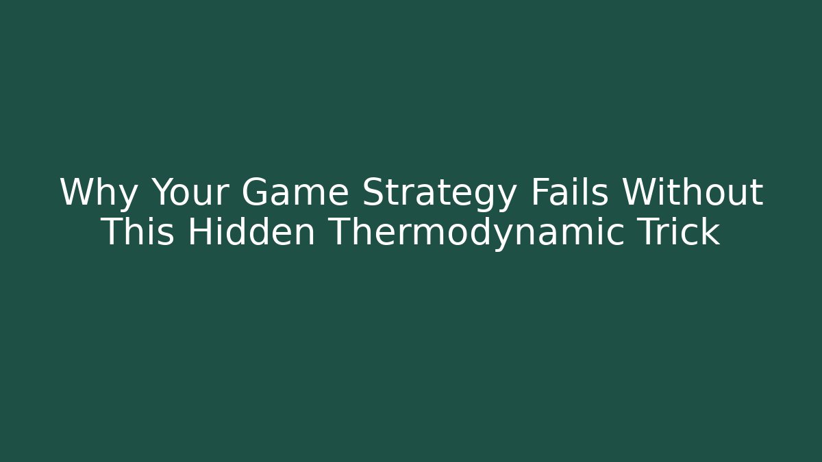 Why Your Game Strategy Fails Without This Hidden Thermodynamic Trick - Método de Aprovação