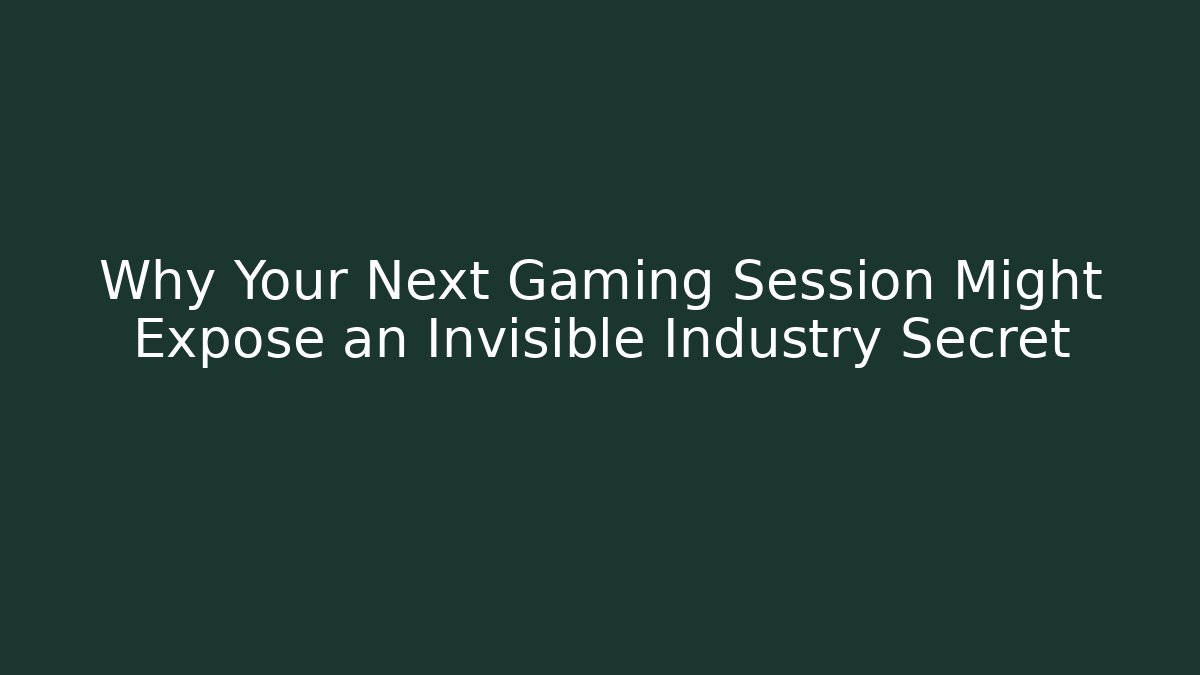 Why Your Next Gaming Session Might Expose an Invisible Industry Secret