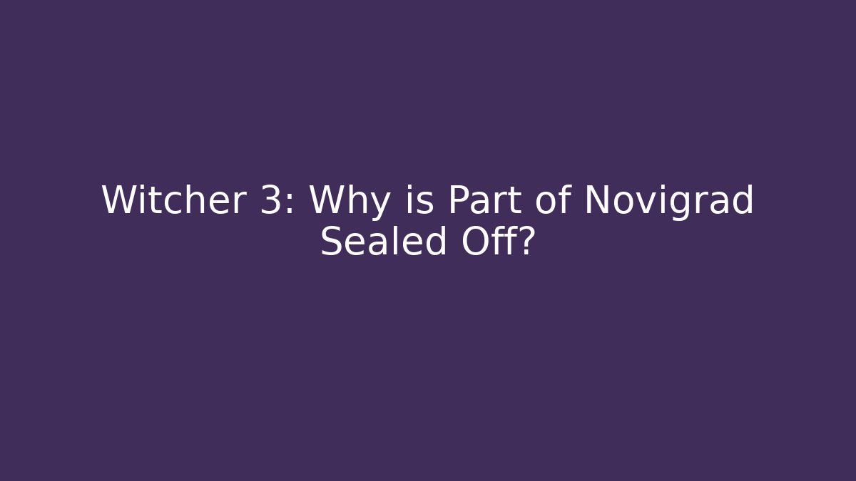Witcher 3: Why is Part of Novigrad Sealed Off?