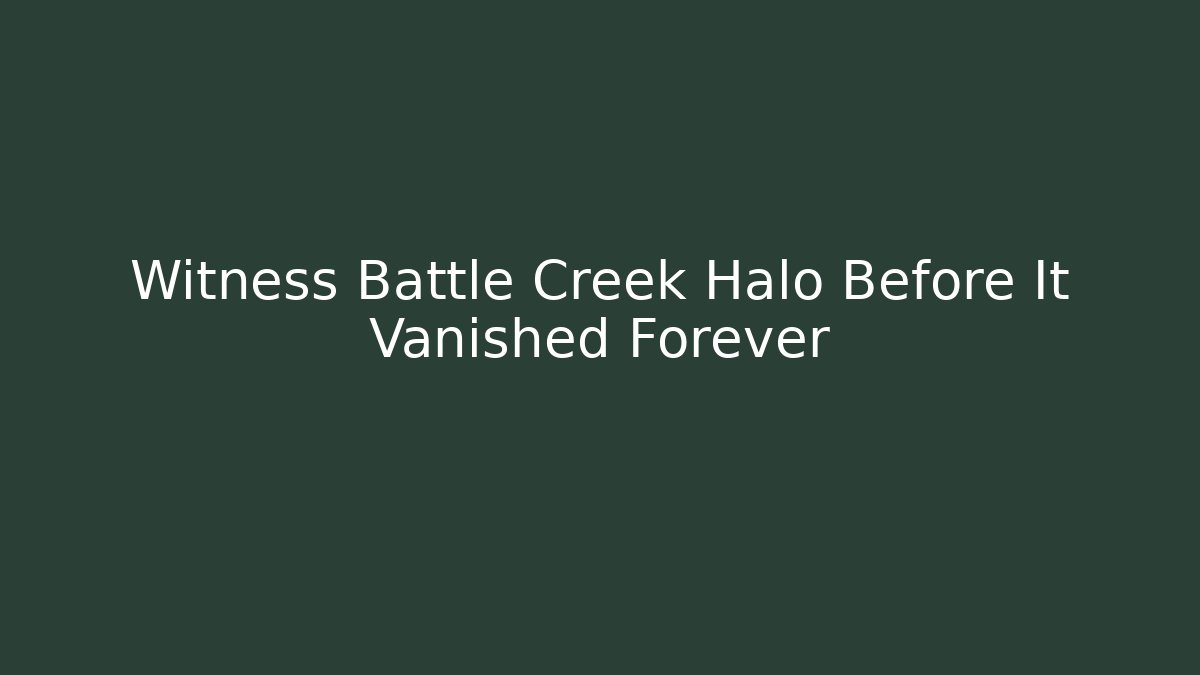 Witness Battle Creek Halo Before It Vanished Forever