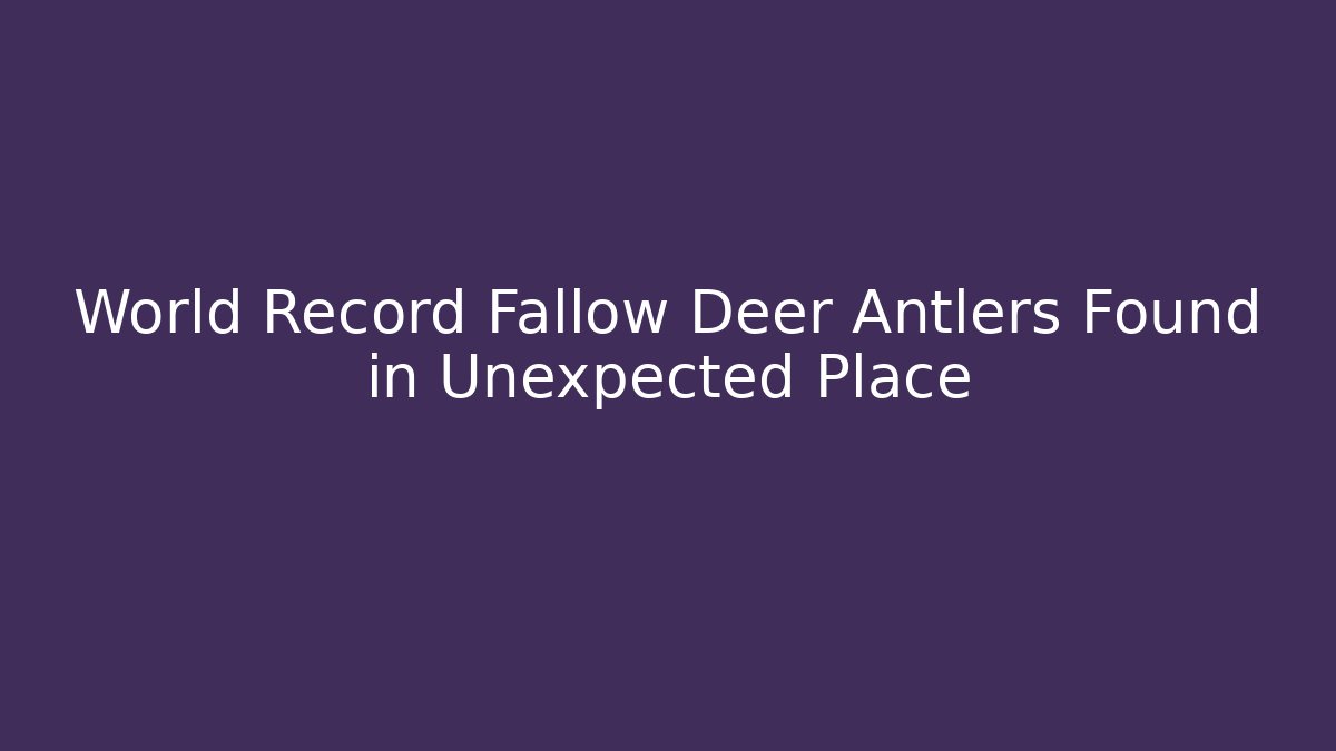 World Record Fallow Deer Antlers Found in Unexpected Place - Método de Aprovação