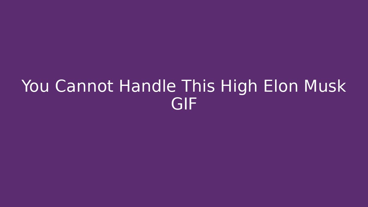 You Cannot Handle This High Elon Musk GIF