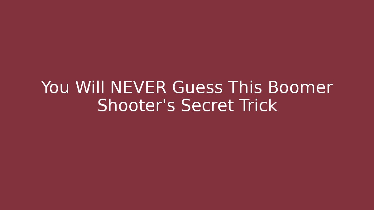 You Will NEVER Guess This Boomer Shooter's Secret Trick
