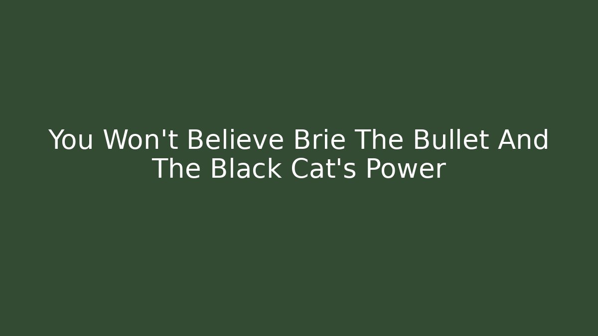 You Won't Believe Brie The Bullet And The Black Cat's Power
