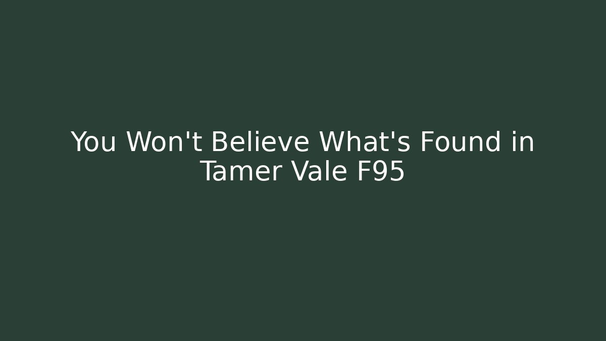 You Won't Believe What's Found in Tamer Vale F95