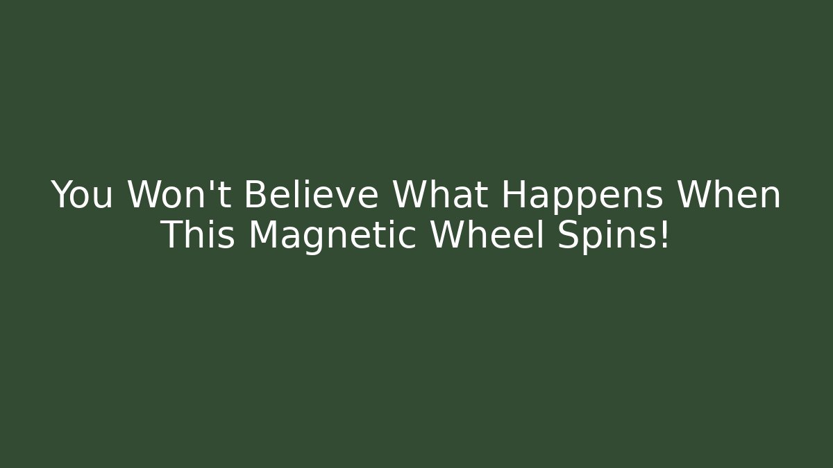 You Won't Believe What Happens When This Magnetic Wheel Spins!