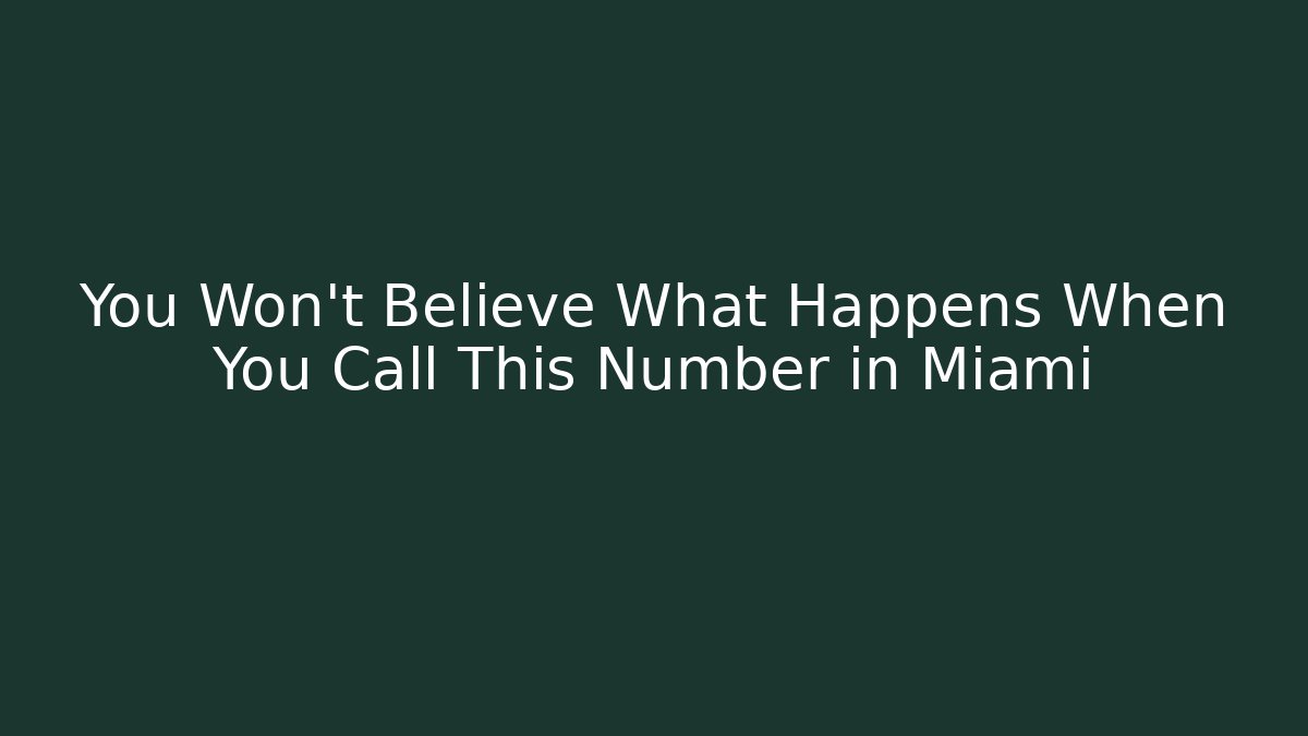 You Won't Believe What Happens When You Call This Number in Miami