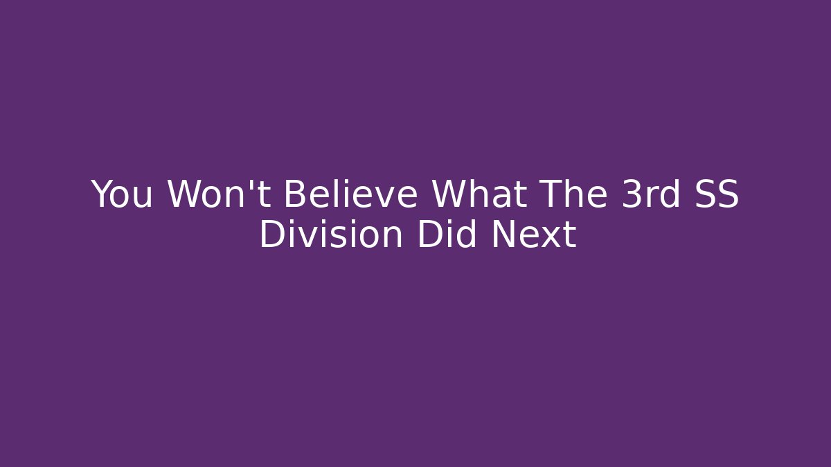 You Won't Believe What The 3rd SS Division Did Next