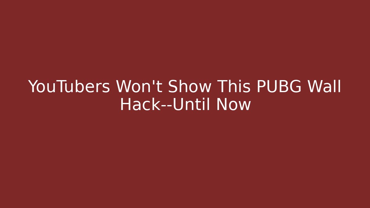 YouTubers Won't Show This PUBG Wall Hack—Until Now