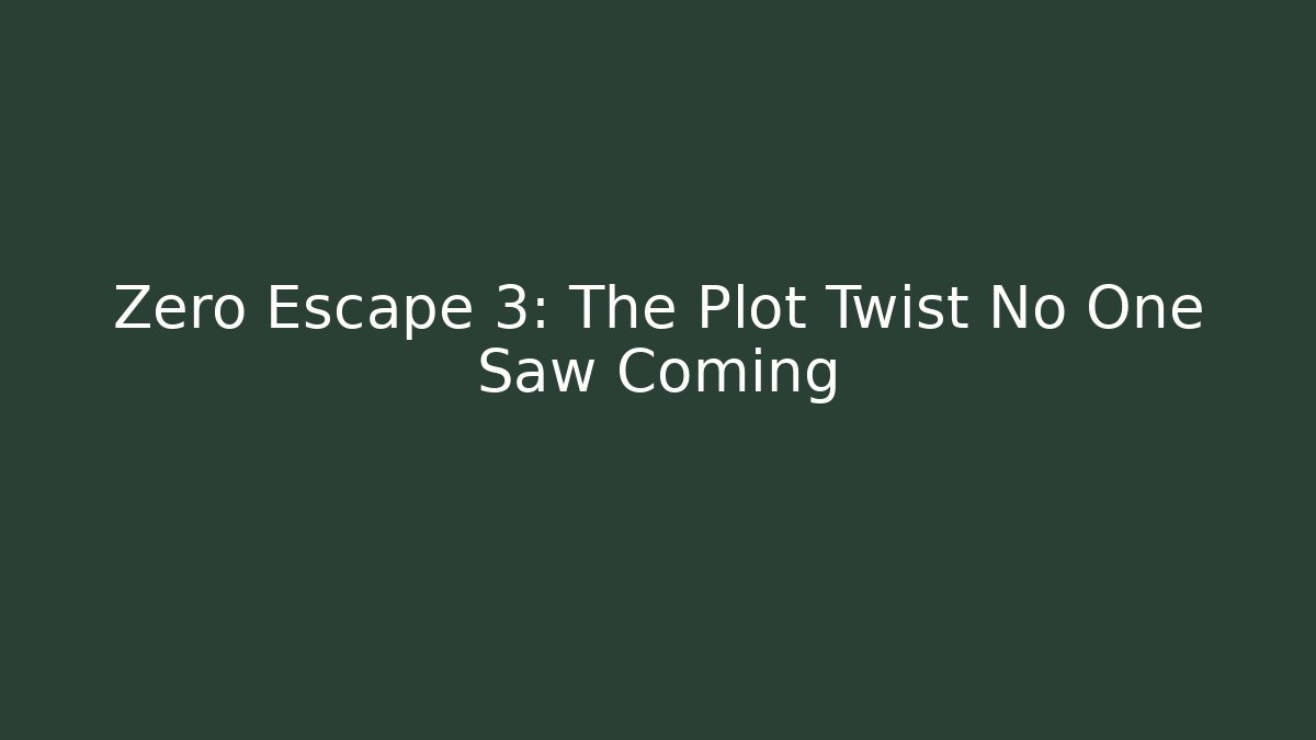 Zero Escape 3: The Plot Twist No One Saw Coming
