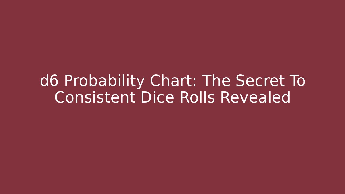 d6 Probability Chart: The Secret To Consistent Dice Rolls Revealed - Método de Aprovação